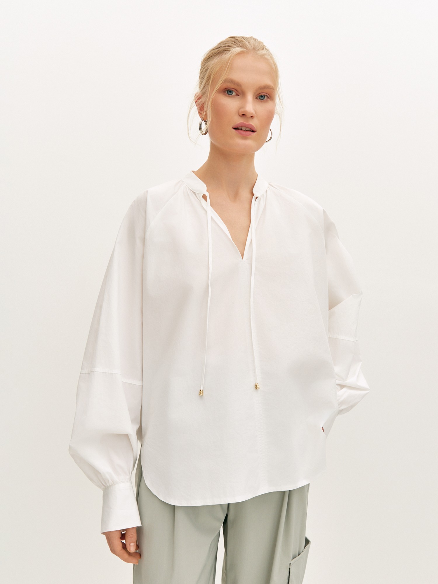 Блуза с объемными рукавами ELIS BL1306, цвет белый
