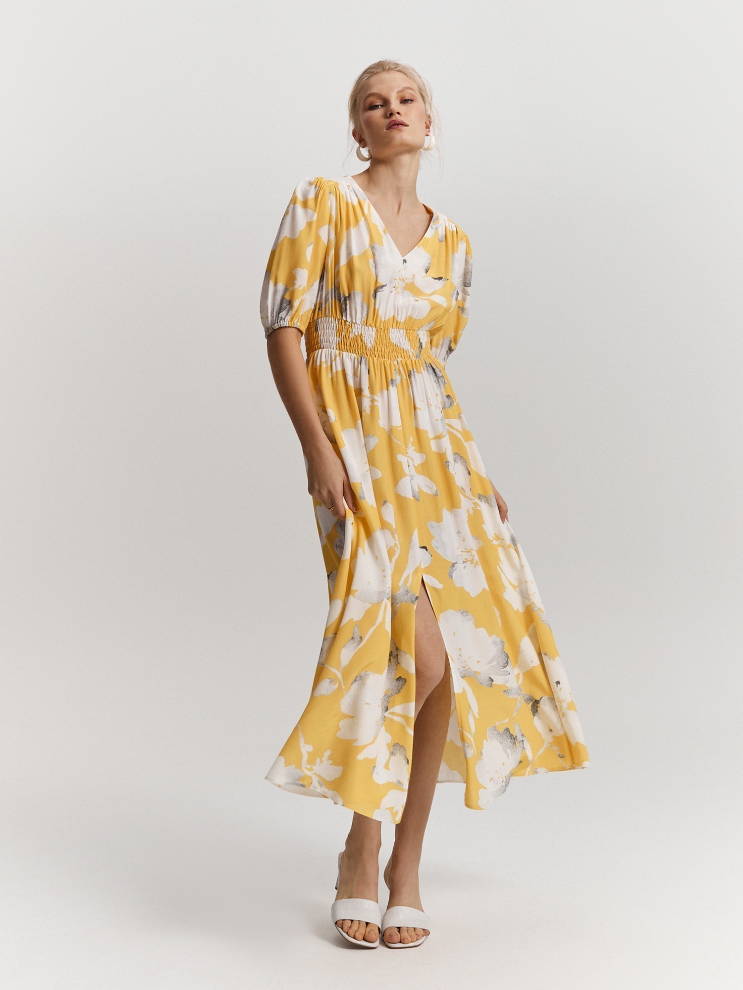 Платье со сборкой ELIS DR03427, цвет желтый, размер 44 - фото 3