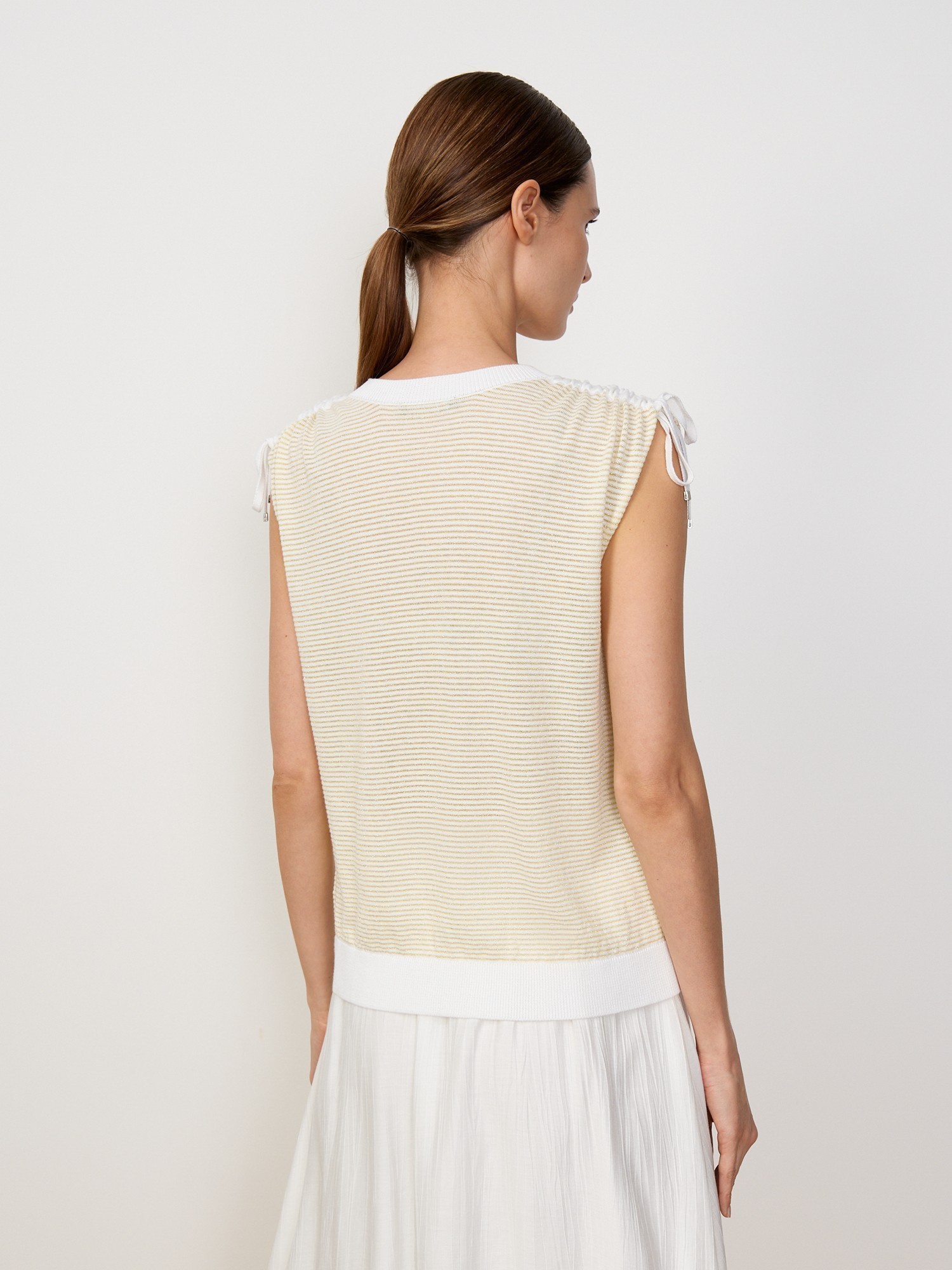 Вязаная блуза с люрексом Elis BL1054V, цвет жёлто-белый, размер 44 - фото 4