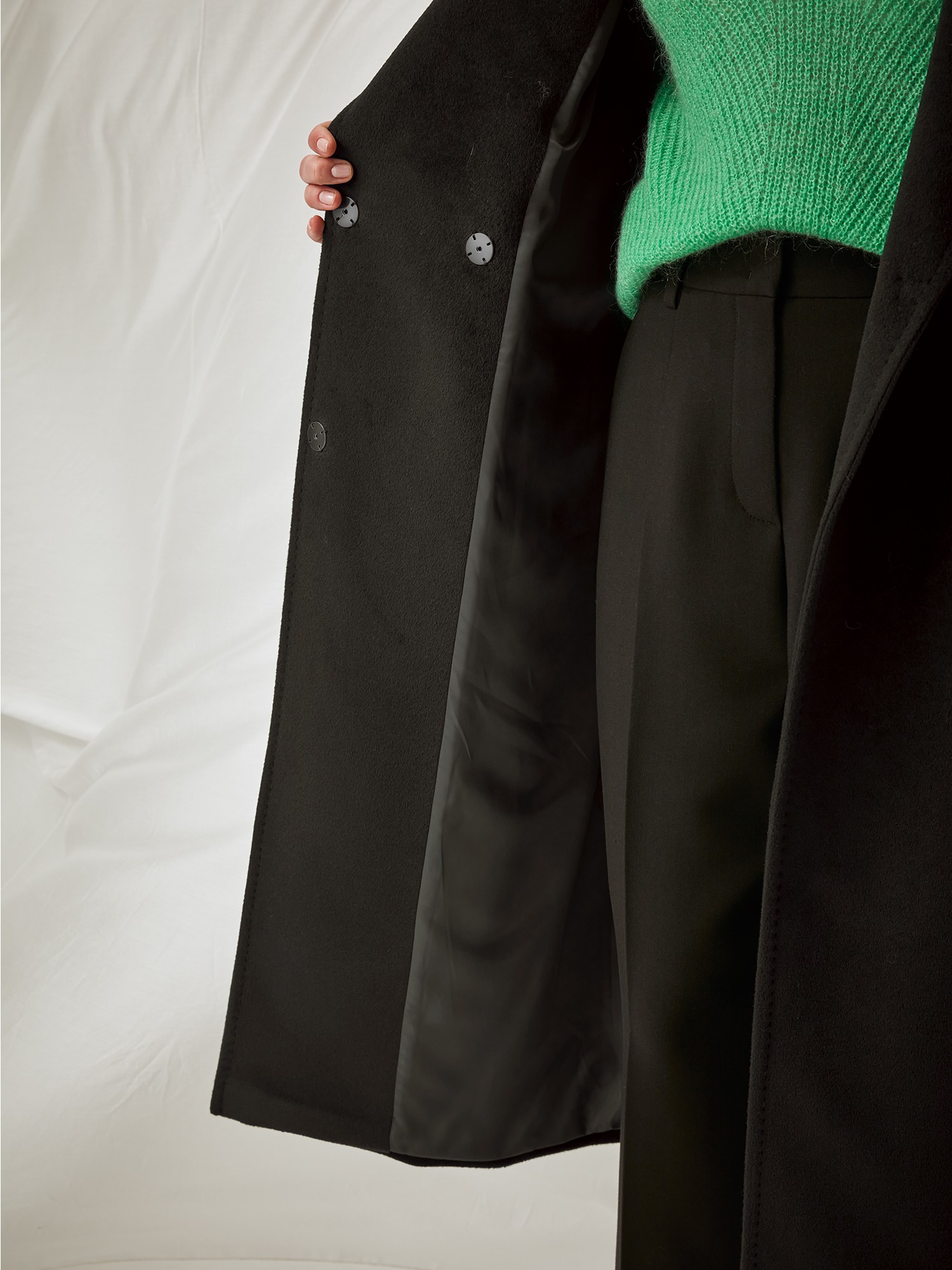 Пальто черное с шерстью Lalis PD0039 - фото 6