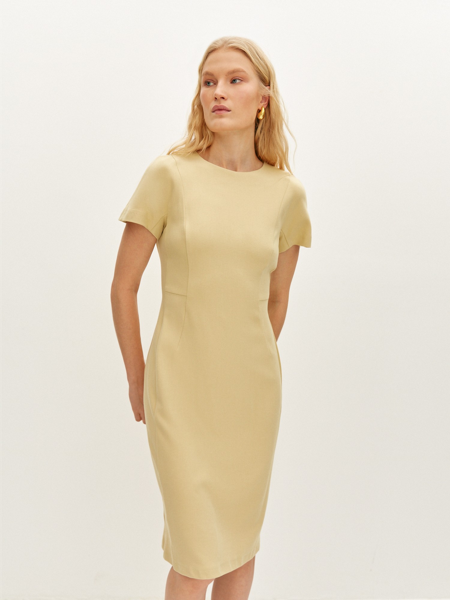 Платье-футляр с коротким рукавом ELIS DR0683, цвет светло-желтый