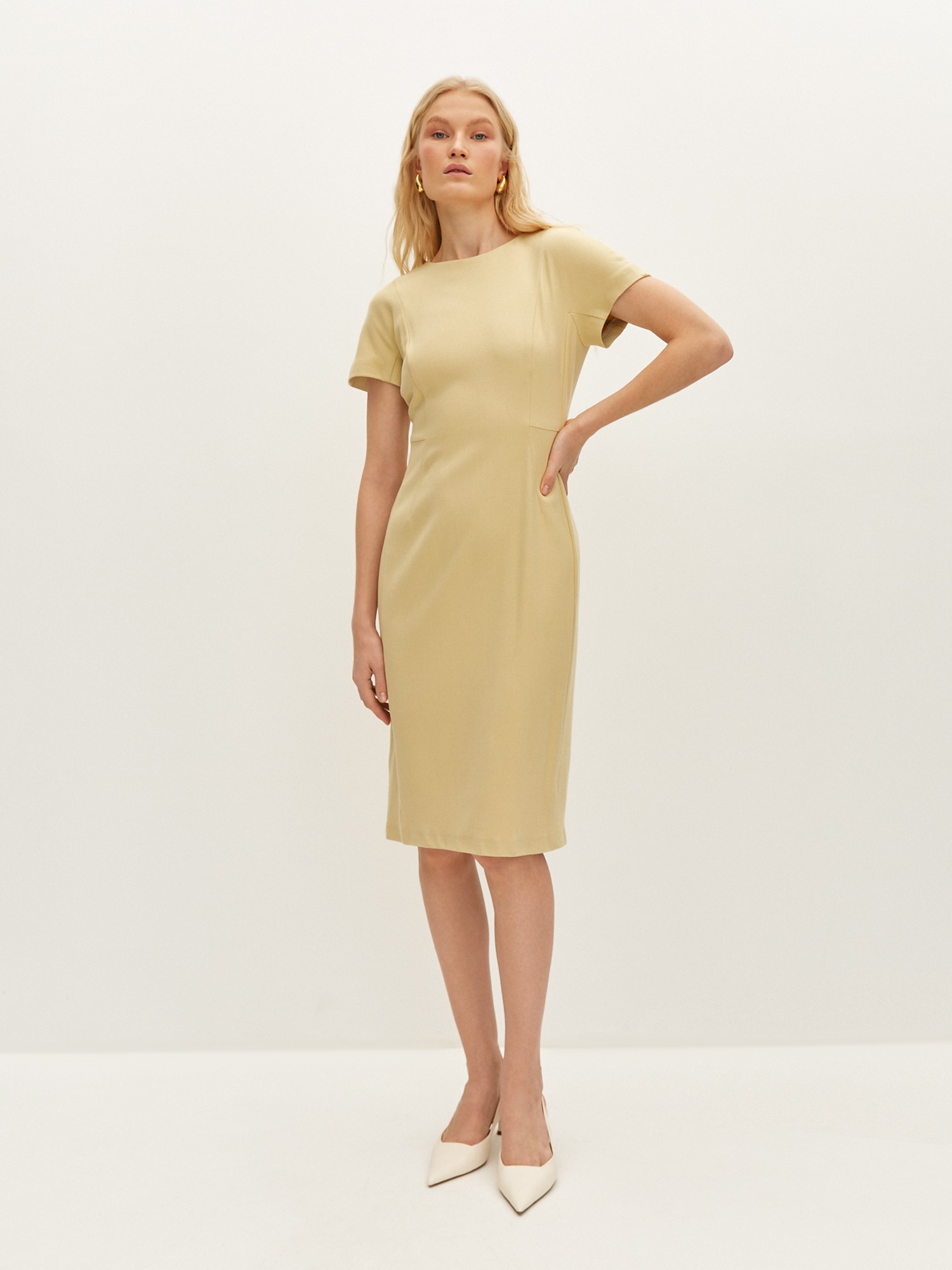 Платье-футляр с коротким рукавом ELIS DR0683, цвет светло-желтый - фото 3