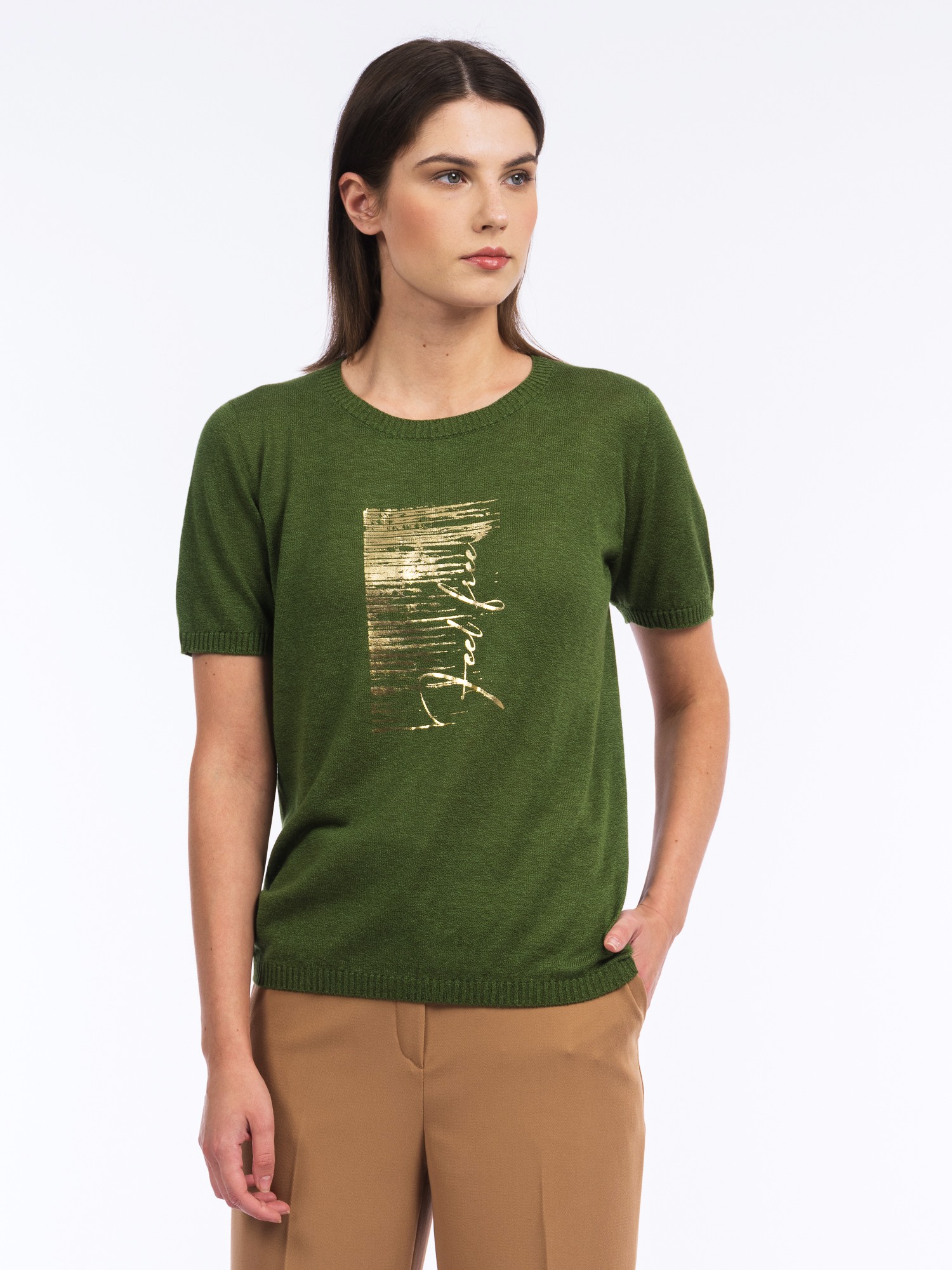 Яркая вязаная футболка Elis BL2516V5, цвет зеленый - фото 1