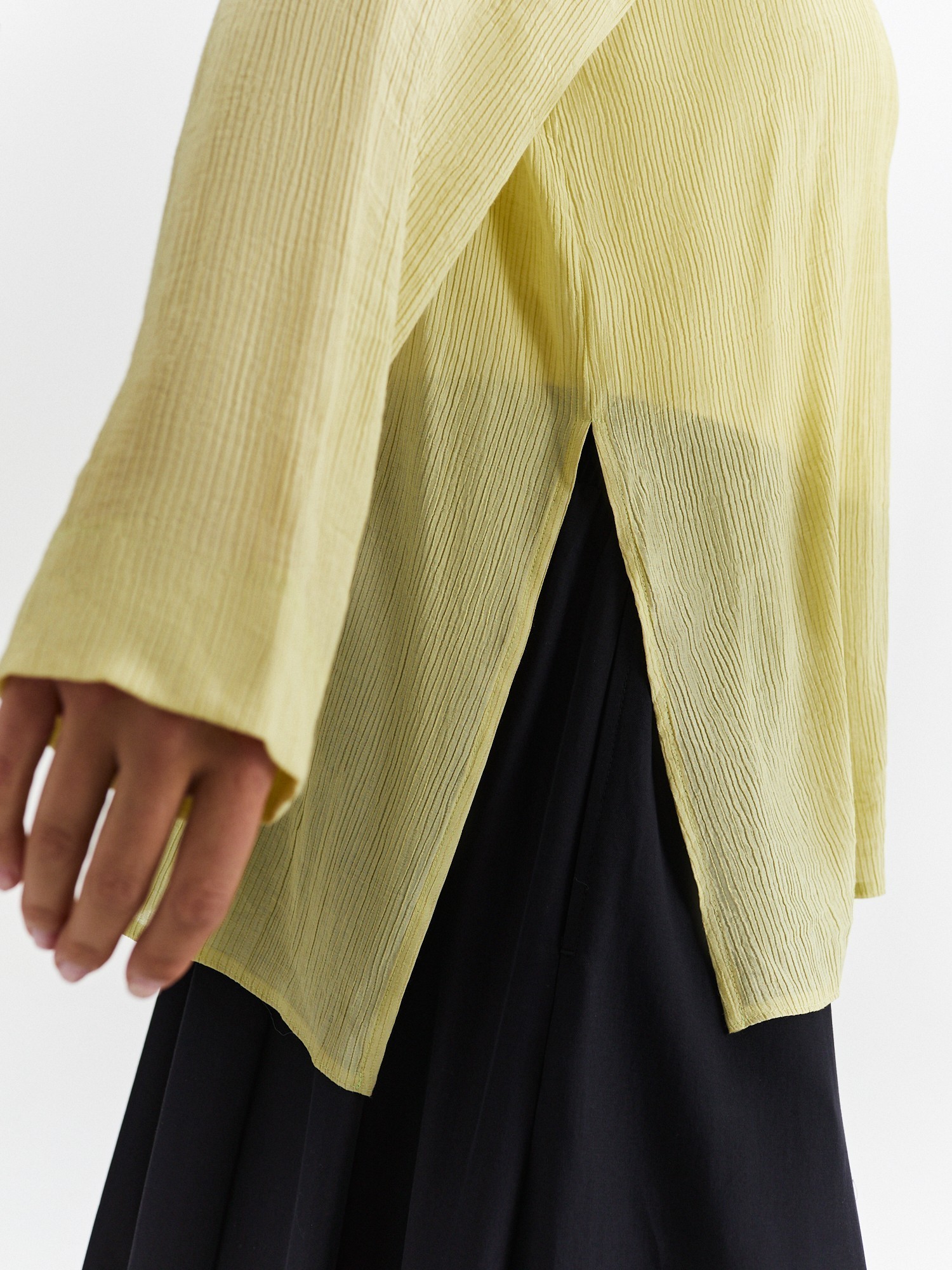 Блуза фактурная свободного силуэта LALIS BL1333, цвет желто-зеленый, размер 54 - фото 3