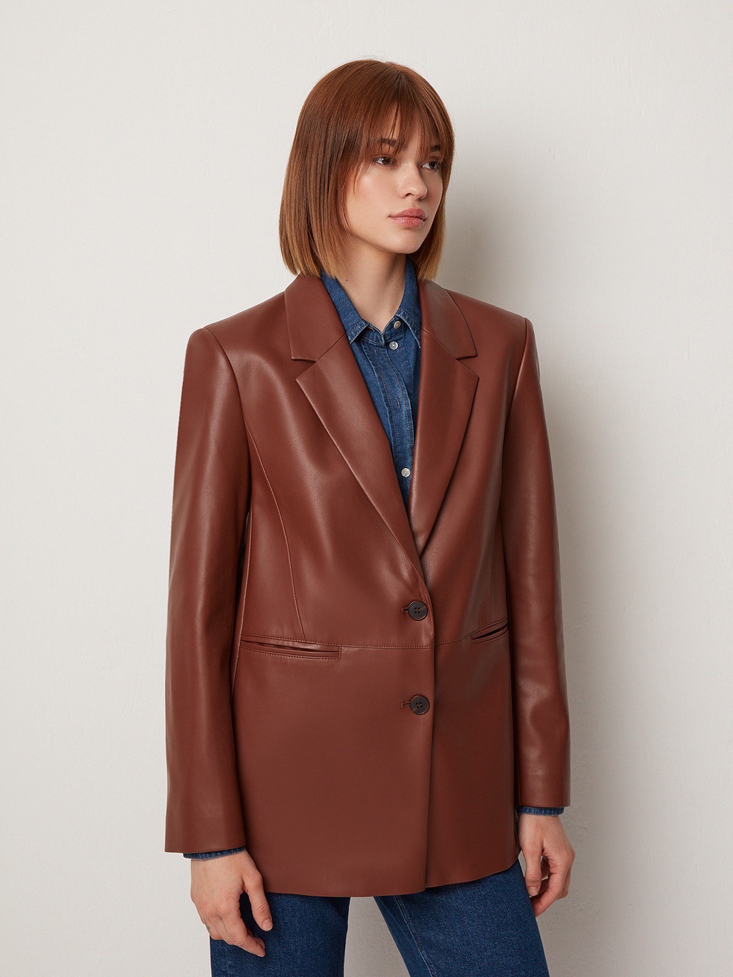 Пиджак из экокожи ELIS JC0090, цвет коричневый - фото 1
