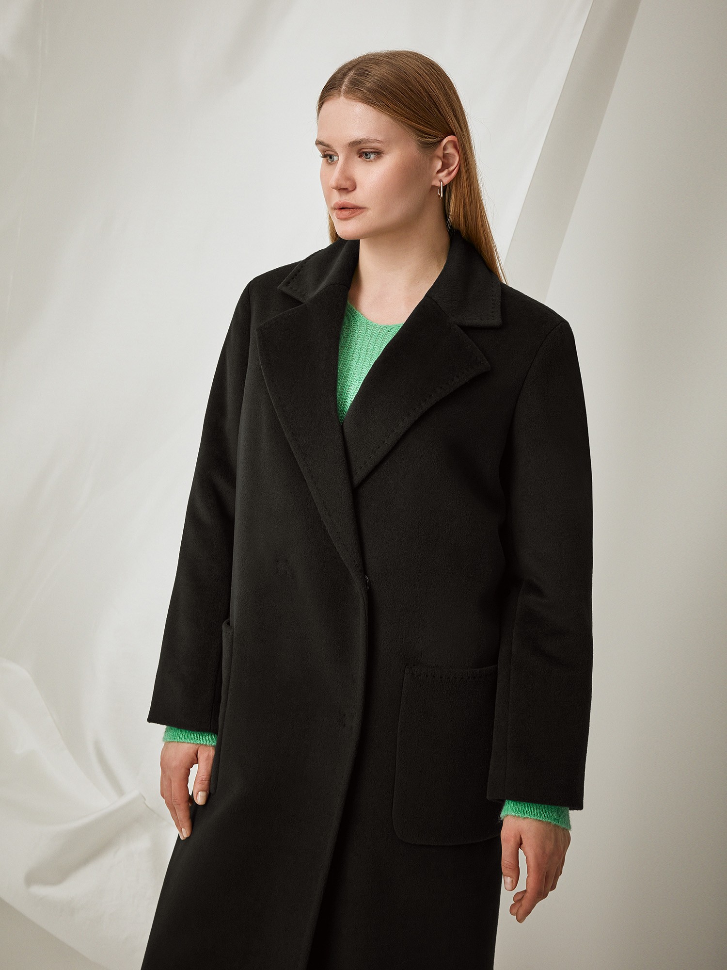 Пальто черное с шерстью Lalis PD0039 - фото 3