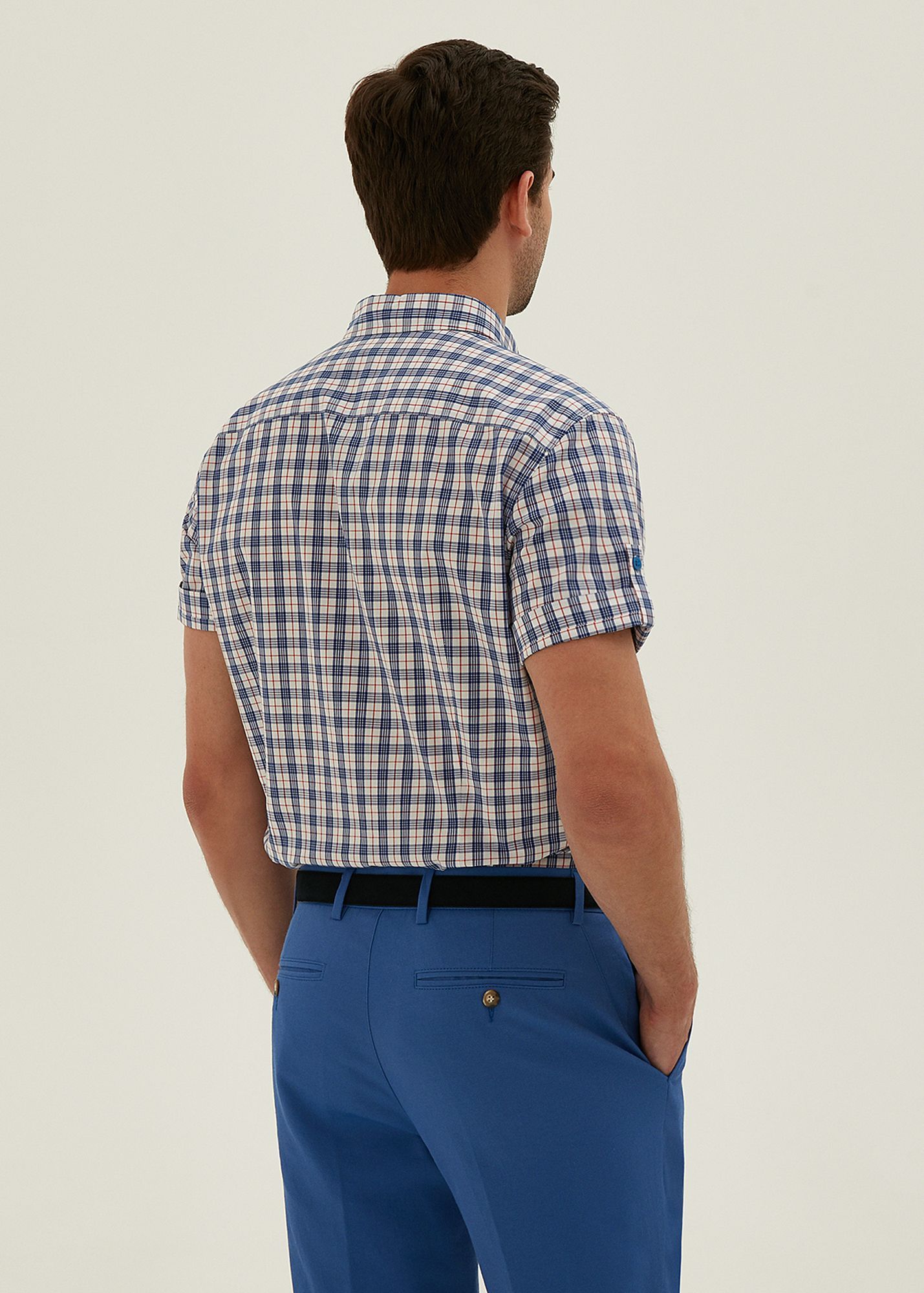 Рубашка с коротким рукавом прямая 20LINE IRU2028, цвет сине-белый, размер 52 - фото 3