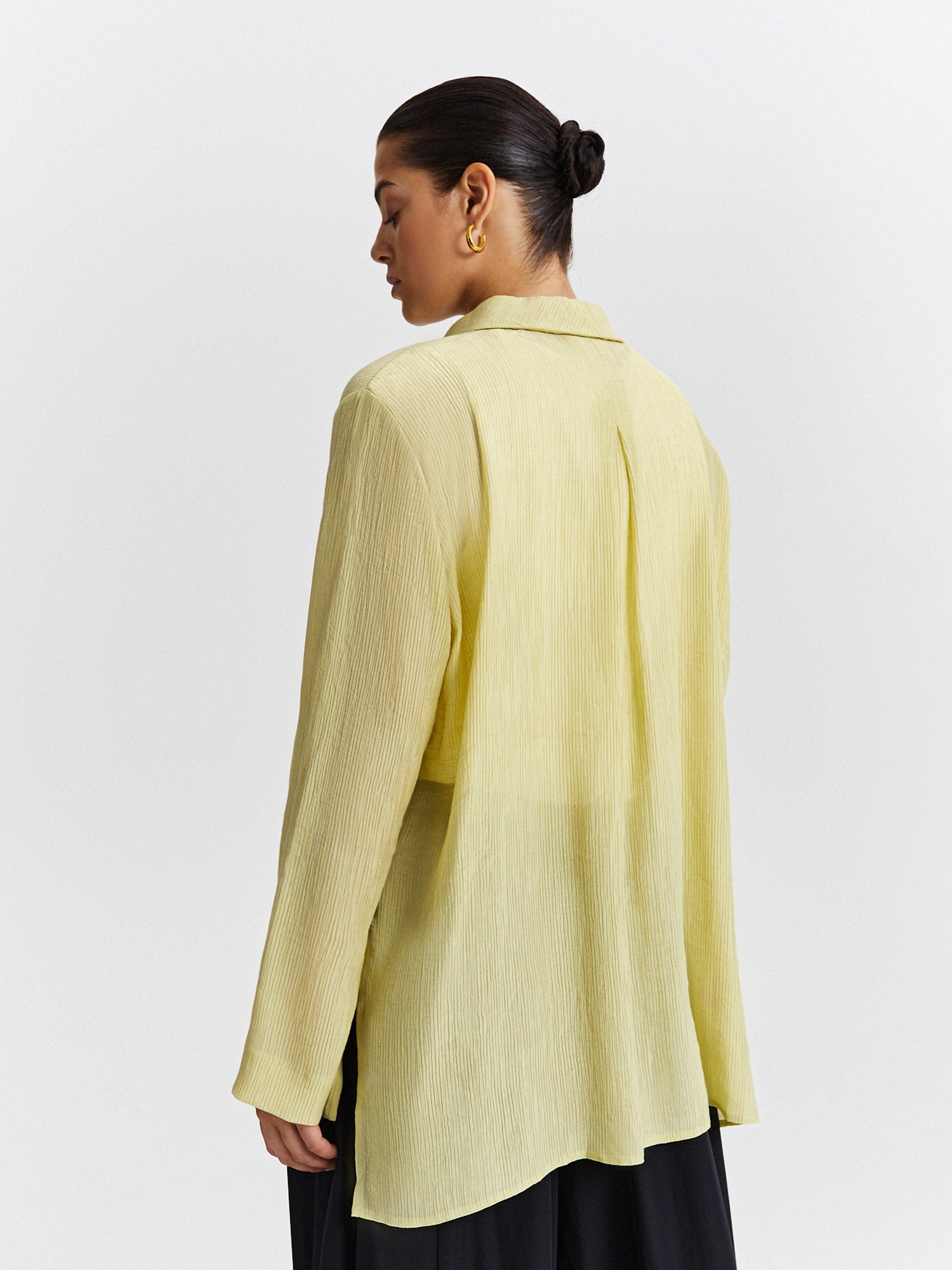 Блуза фактурная свободного силуэта LALIS BL1333, цвет желто-зеленый, размер 46 - фото 4
