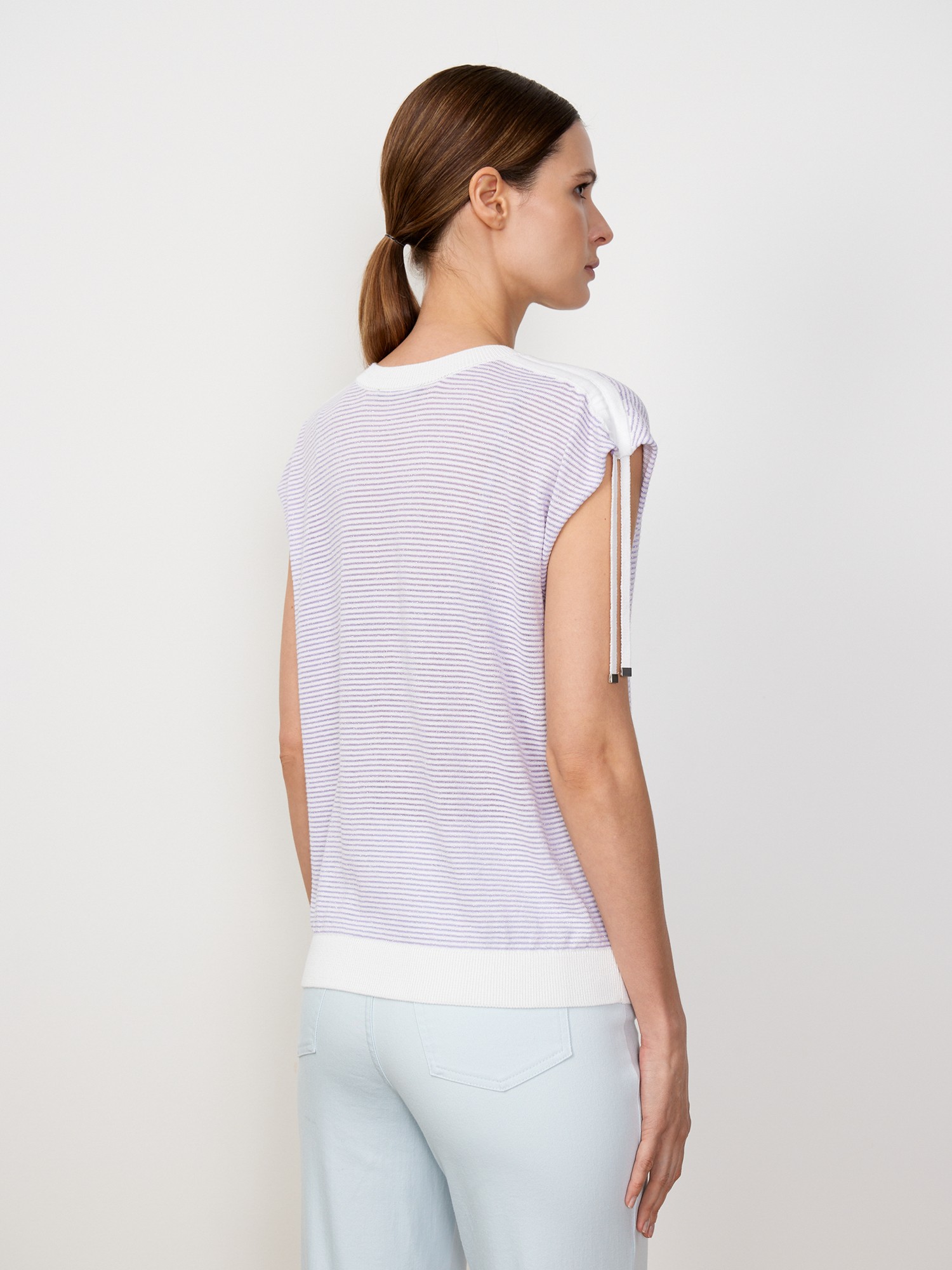 Вязаная блуза с люрексом Elis BL1054V, цвет фиолетовый, размер 46 - фото 4