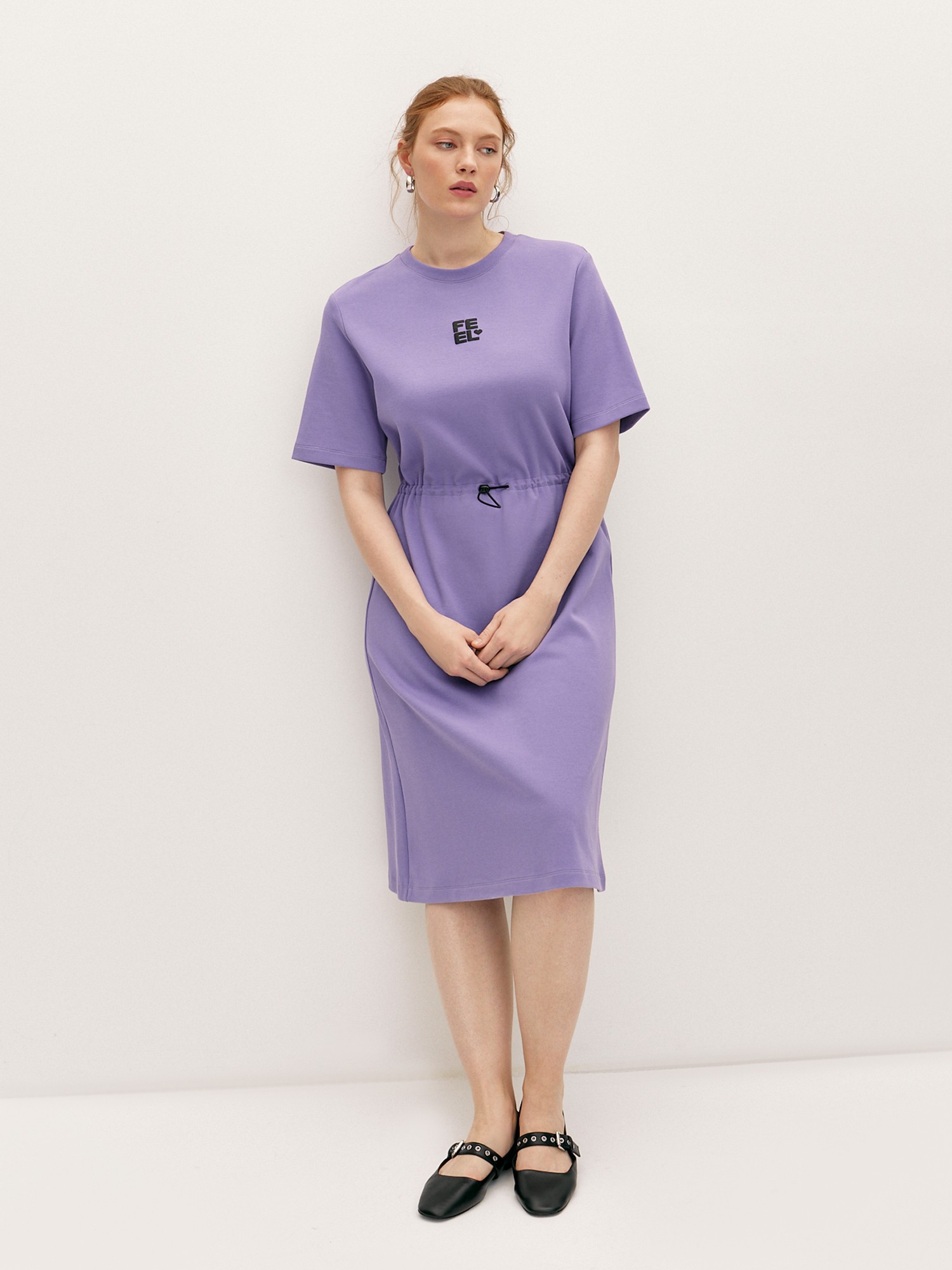Платье с кулиской трикотажное LALIS DR0719K6, цвет фиолетовый
