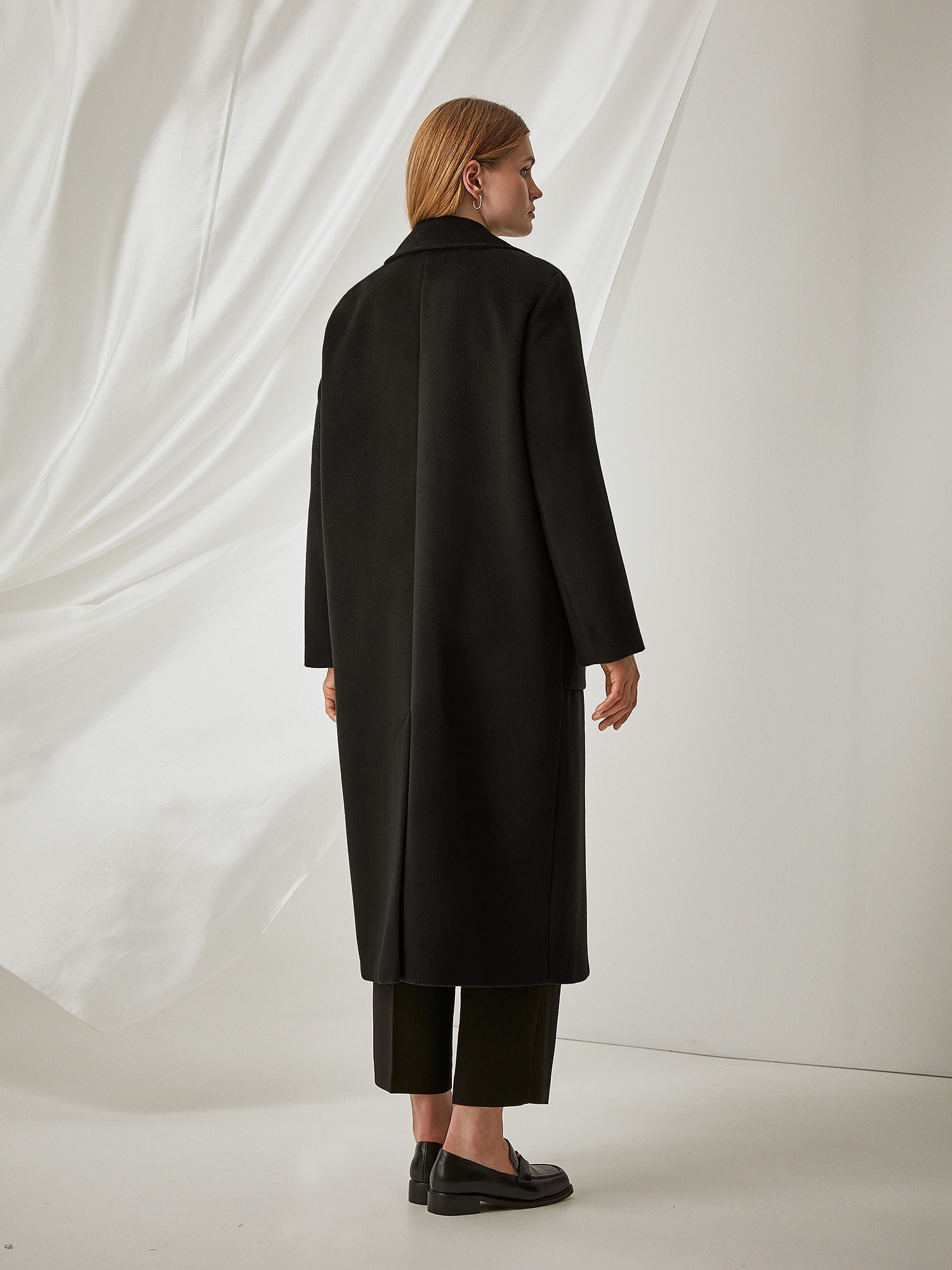 Пальто черное с шерстью Lalis PD0039 - фото 4