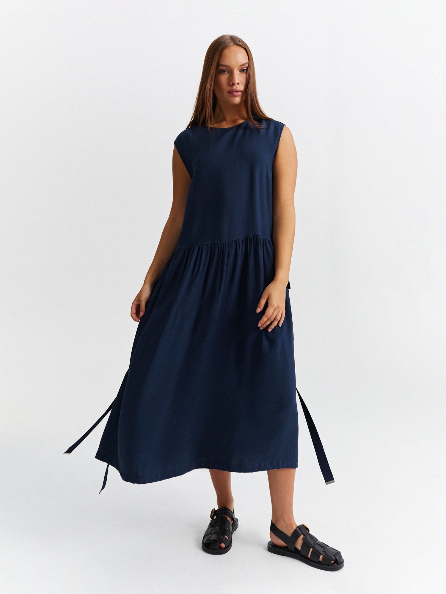 Платье с накладными карманами LALIS DR0724, цвет темно-синий, размер 56
