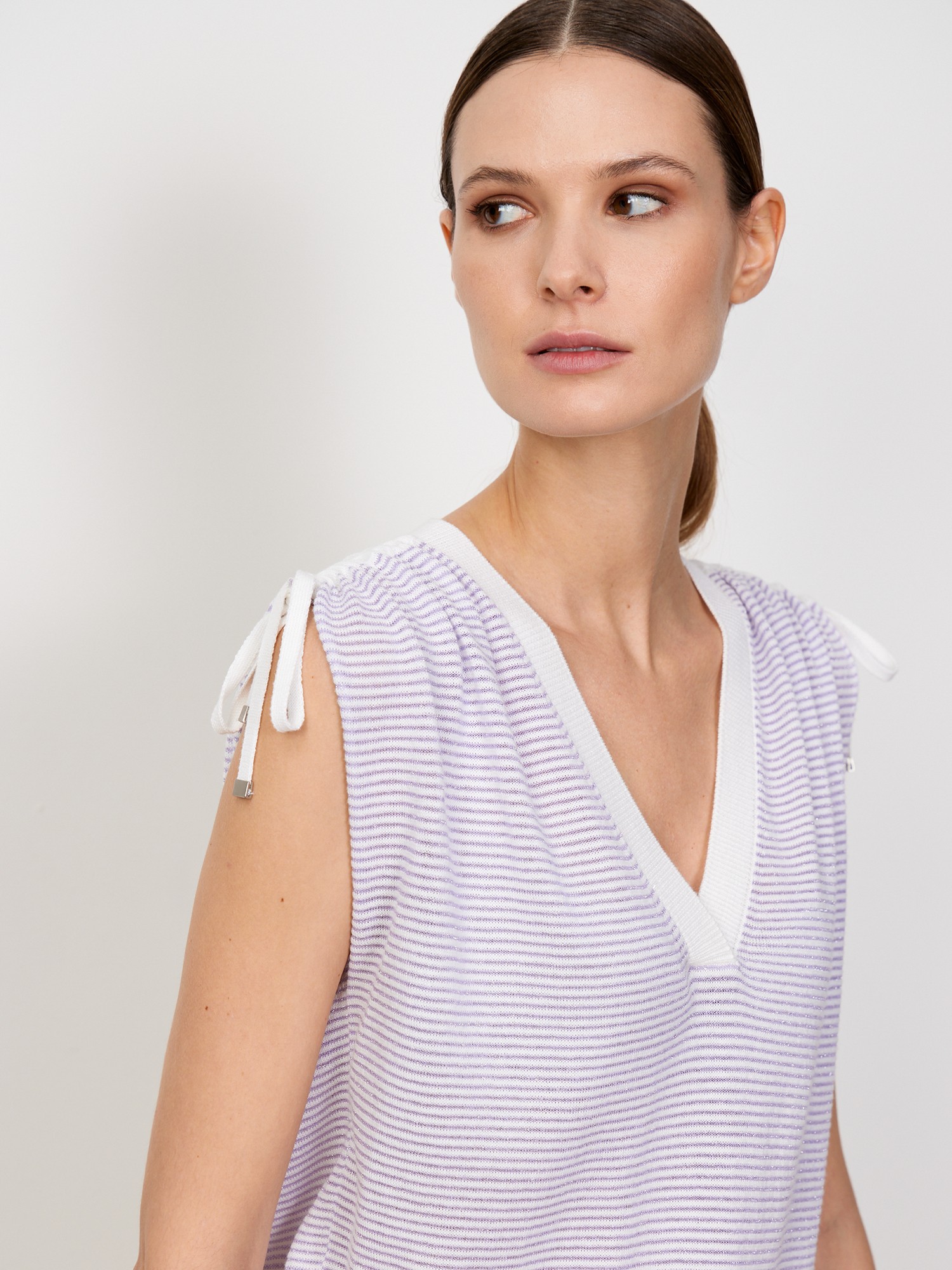 Вязаная блуза с люрексом Elis BL1054V, цвет фиолетовый, размер 42 - фото 3