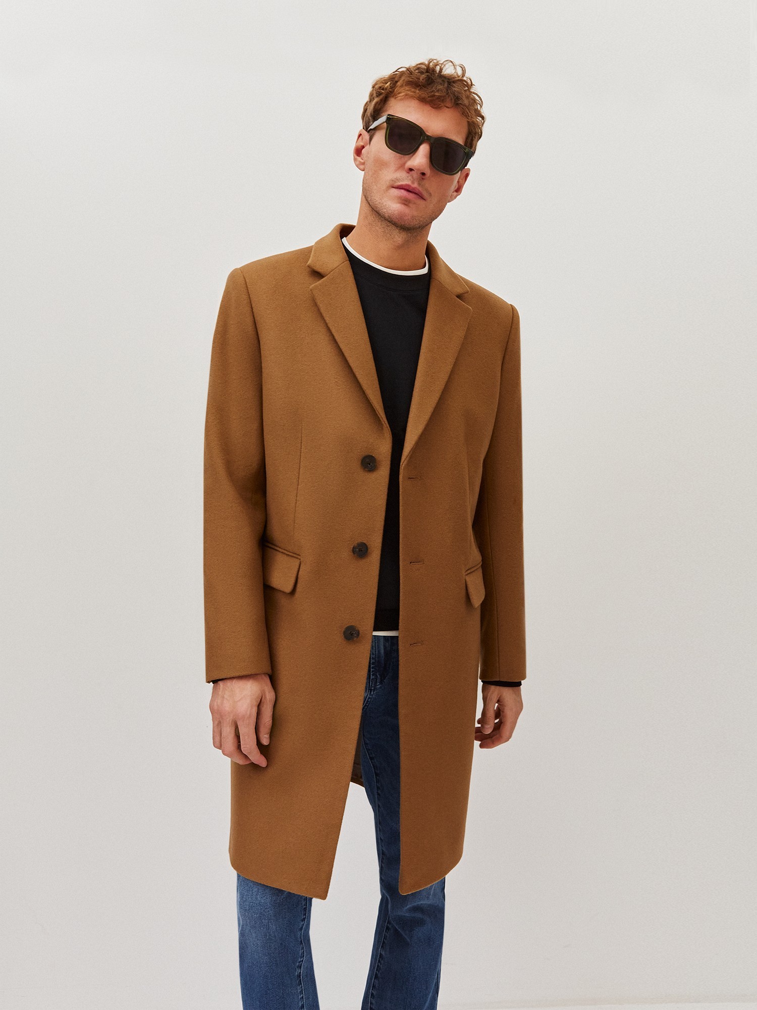 Пальто мужское демисезонное 20LINE IPD001616, цвет светло-коричневый - фото 1