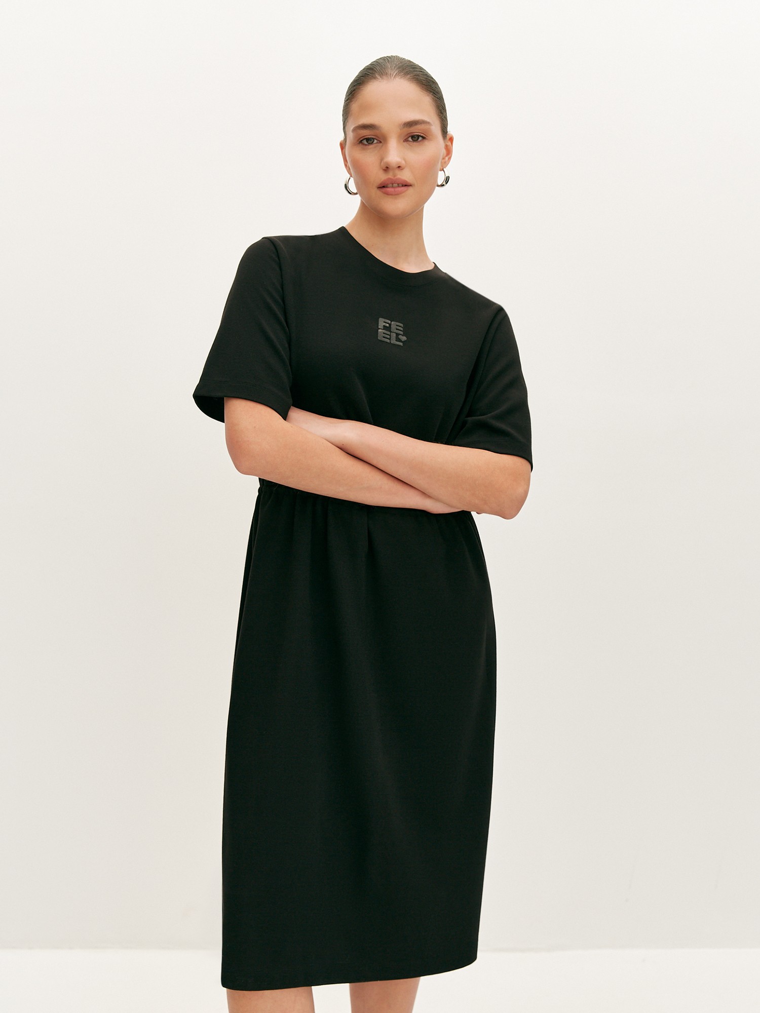 Платье с кулиской трикотажное LALIS DR0719K, цвет черный