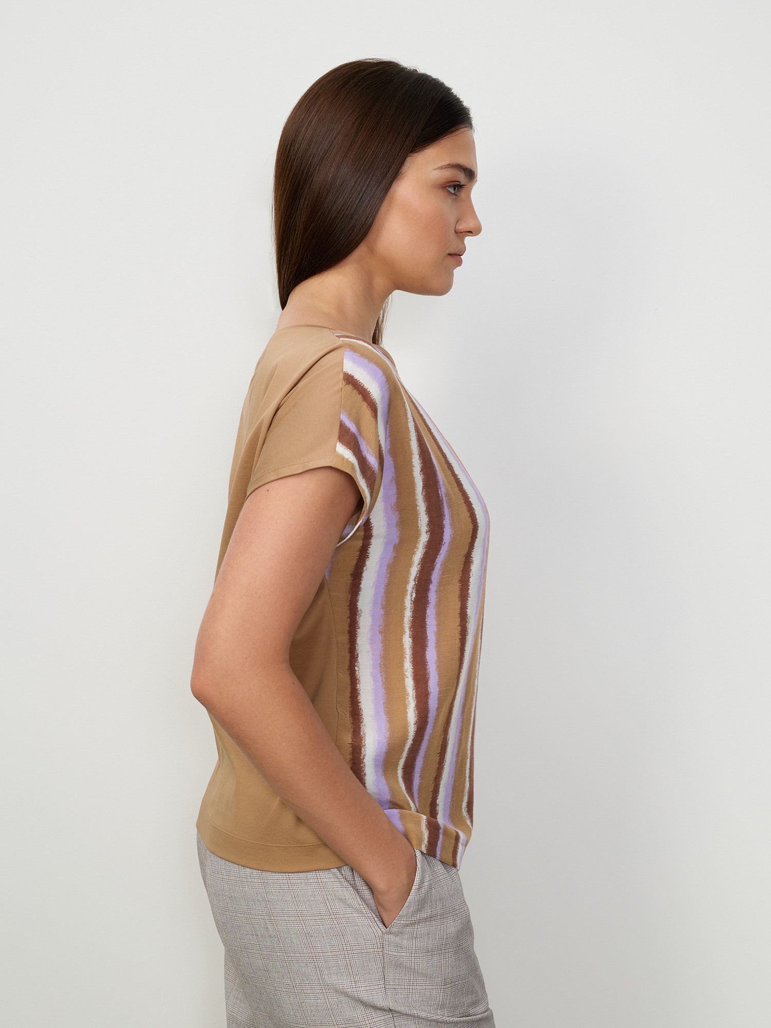 Блуза в полоску Lalis BL1068, цвет коричнево-бежевый, размер 46 - фото 3