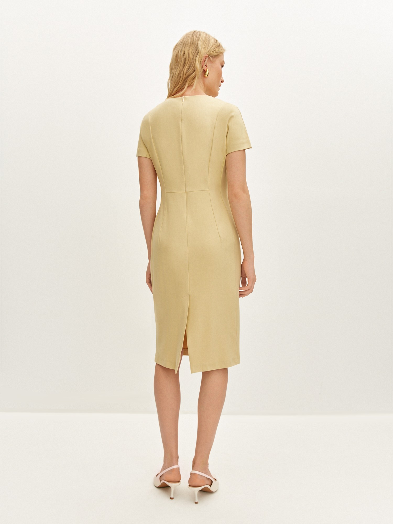 Платье-футляр с коротким рукавом ELIS DR0683, цвет светло-желтый - фото 4