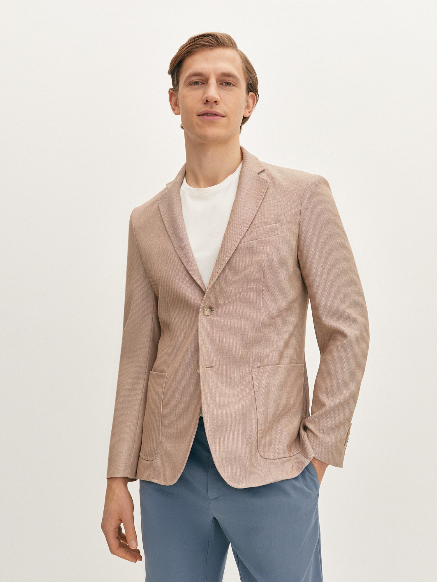 Пиджак с накладными карманами 20LINE IJC0089, цвет бежевый меланж - фото 1