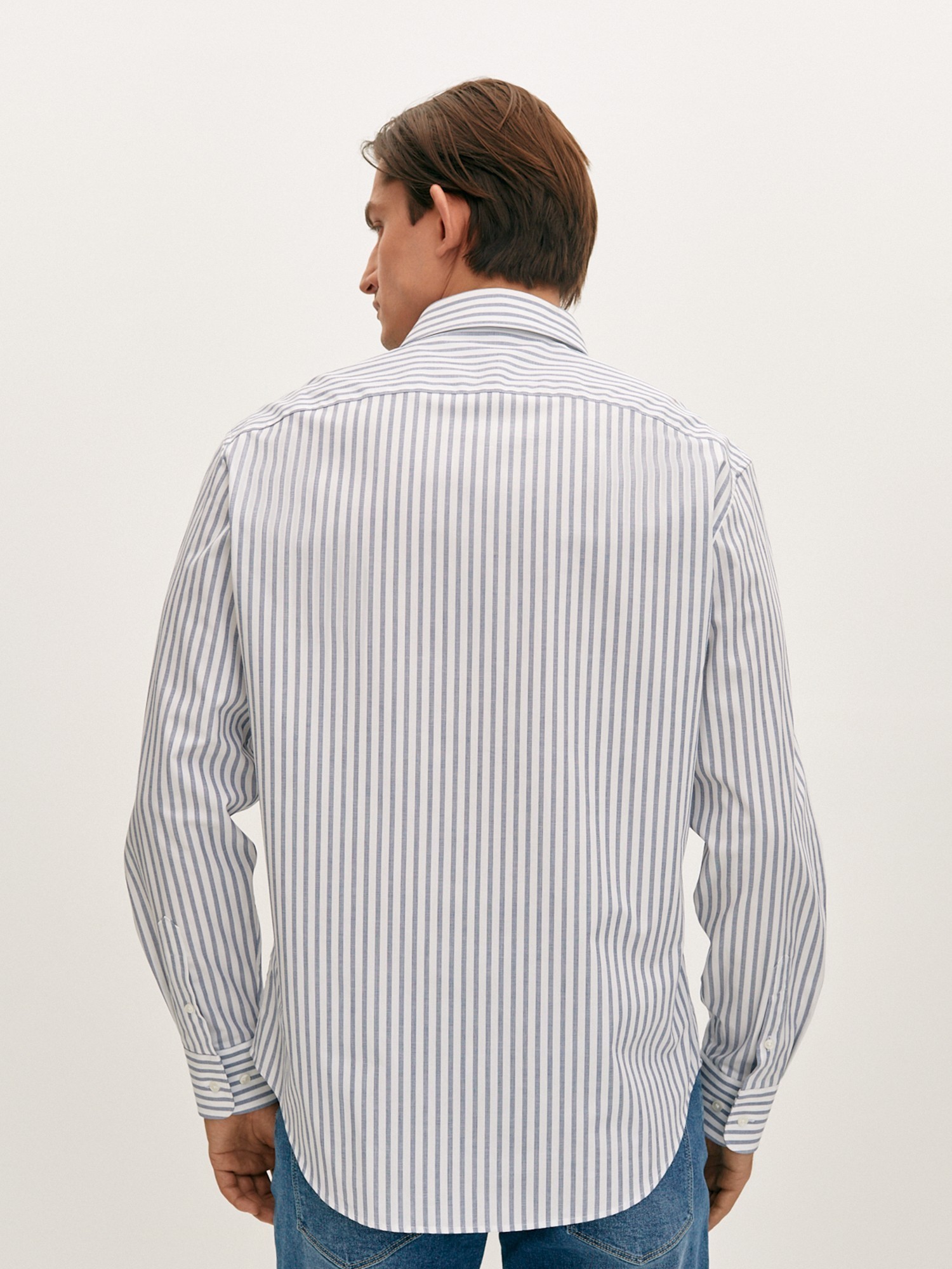 Рубашка из хлопка в полоску 20LINE ISO0030Y2, цвет бело-голубой - фото 4