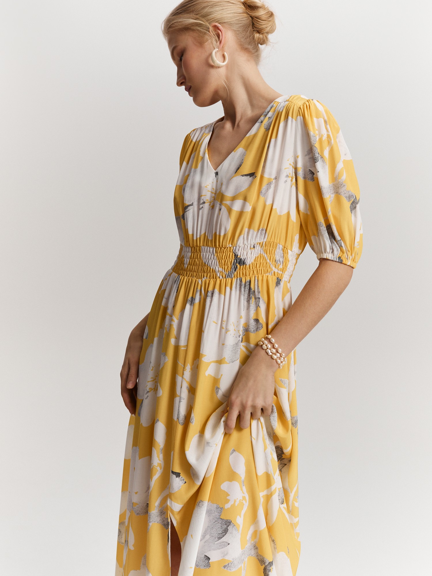 Платье со сборкой ELIS DR03427, цвет желтый, размер 44 - фото 2