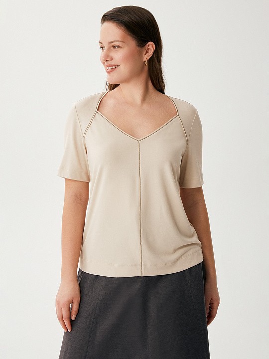 Блуза с монилью трикотажная бежевая Lalis арт. BL0678K                                           