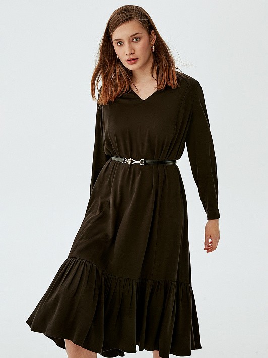 Платье-миди с V-вырезом Lalis (арт. DR0270 , цвет Черный) - купить за 2 799  ₽ в интернет-магазине elis.ru