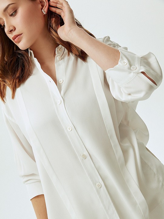Блуза длинная белая свободного кроя Lalis арт. BL0654                                            