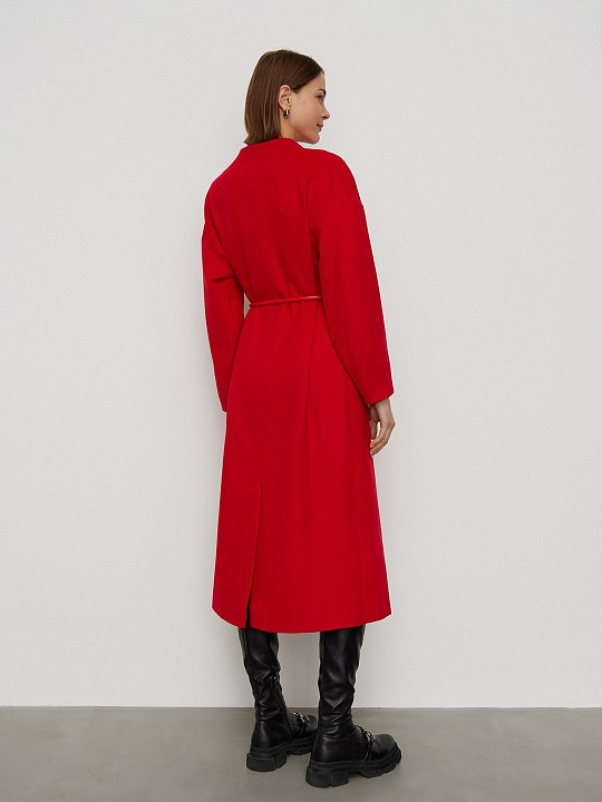 Пальто длинное красное Elis арт. PD00345                                           