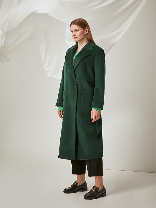 Пальто шерстяное тёмно-зелёного цвета Lalis арт. PD0039                                            