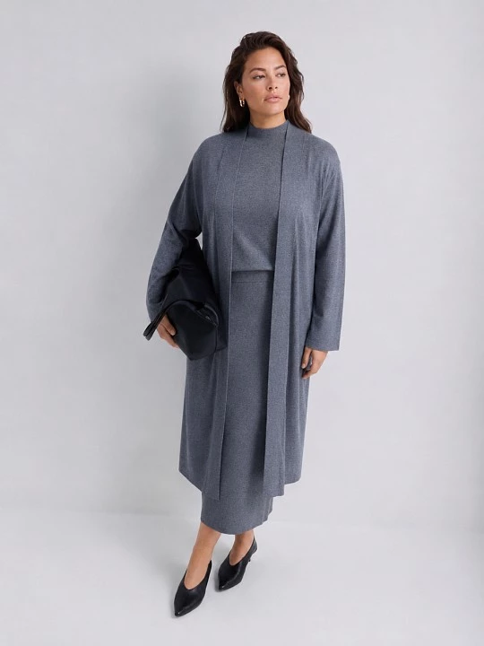Длинный кардиган из шерсти мериноса и хлопка Lalis