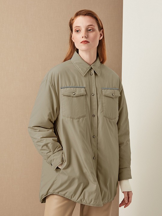 Куртка - оверсайз в рубашечном стиле  оттенка  хаки Elis арт. KD0046S                                           